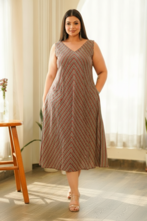 Boho Stripes V Neck Triangular Dress