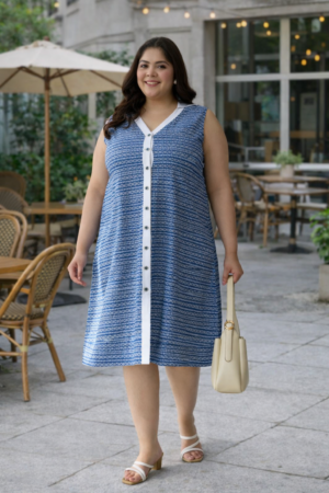Indigo Blue Geometric Print Shift Dress