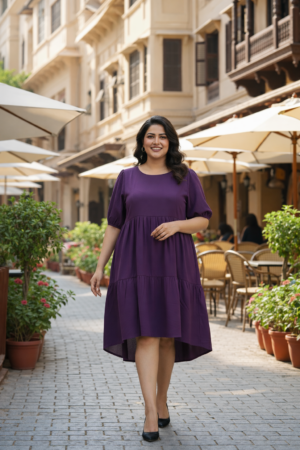 Purple Tiered Short Dress